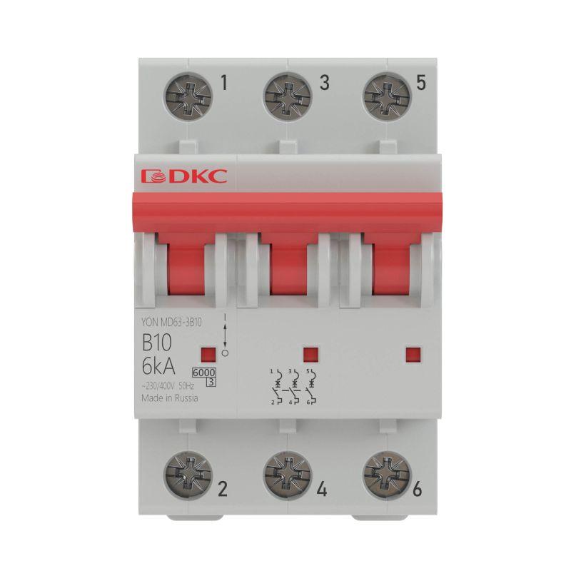 Выключатель автоматический модульный 3п C 2А 6кА MD63 YON MD63-3C2-6