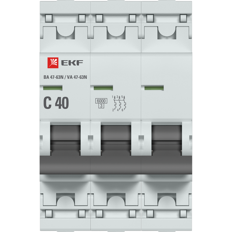 Выключатель автоматический 3п C 40А 6кА ВА 47-63N EKF PROxima EKF M636340C